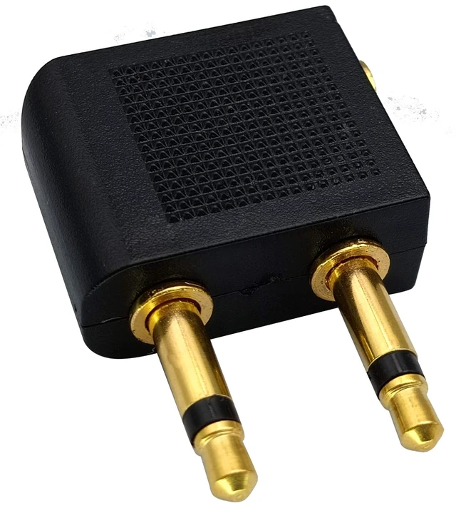 Alt view image 5 of 7 - Dual 3.5mm (1/8") Male to 3.5mm Female AUX Audio Jack Adapter Converter for Using Headphone on Airplane Airline Flight (2 Pack)