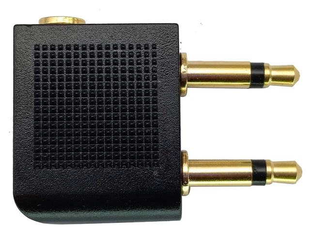 Alt view image 6 of 7 - Dual 3.5mm (1/8") Male to 3.5mm Female AUX Audio Jack Adapter Converter for Using Headphone on Airplane Airline Flight (2 Pack)
