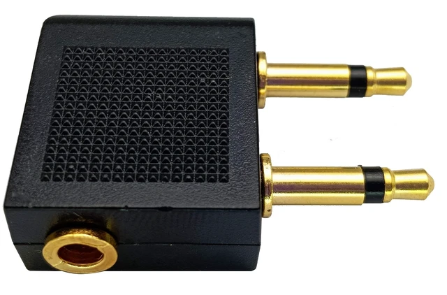 Alt view image 7 of 7 - Dual 3.5mm (1/8") Male to 3.5mm Female AUX Audio Jack Adapter Converter for Using Headphone on Airplane Airline Flight (2 Pack)