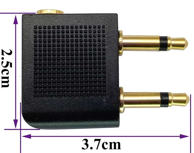 Alt view image 2 of 7 - Dual 3.5mm (1/8") Male to 3.5mm Female AUX Audio Jack Adapter Converter for Using Headphone on Airplane Airline Flight (2 Pack)