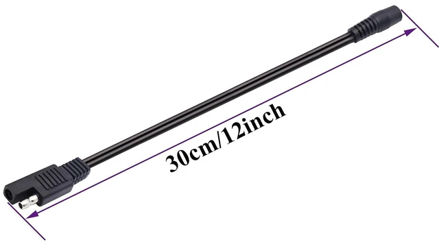 Alt view image 2 of 7 - DC to SAE Connectors Cable SAE Plug to DC 5.5mm x 2.1mm Female Adapters Cables for RV Solar Panel Solar Battery Panels Connect Cables(30cm/12inch)