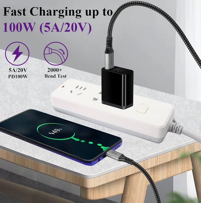 Alt view image 4 of 7 - Thunderbolt 3 Cable TB3 USB4 USB-C Male Extension Cable 40Gbps &100W Fast Charging Supports Single 5K 60Hz or Dual 4K 60Hz Monitor Compatible for Type-C MacBooks,Dell,Hub,Docking(0.6m/2ft)