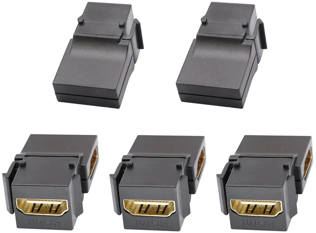 Alt view image 5 of 7 - 90 Degree HDMI Keystone Coupler, Gold Plated Right Angle HDMI Keystone Jack Insert Female to Female 3D 4K Coupler Adapter for Wall Plate (Black/5 Pack)