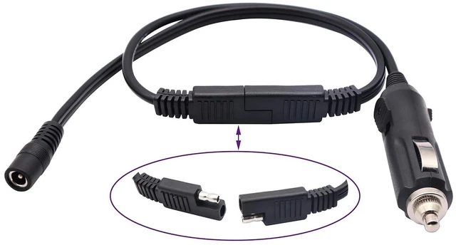 Alt view image 7 of 7 - DC to SAE Connectors Cable SAE Plug to DC 5.5mm x 2.1mm Female Adapters Cables for RV Solar Panel Solar Battery Panels Connect Cables(30cm/12inch)