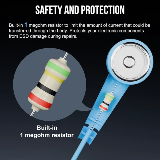 Alt view image 3 of 7 - Anti Static Wrist Strap, 13" Adjustable Grounding Bracelet