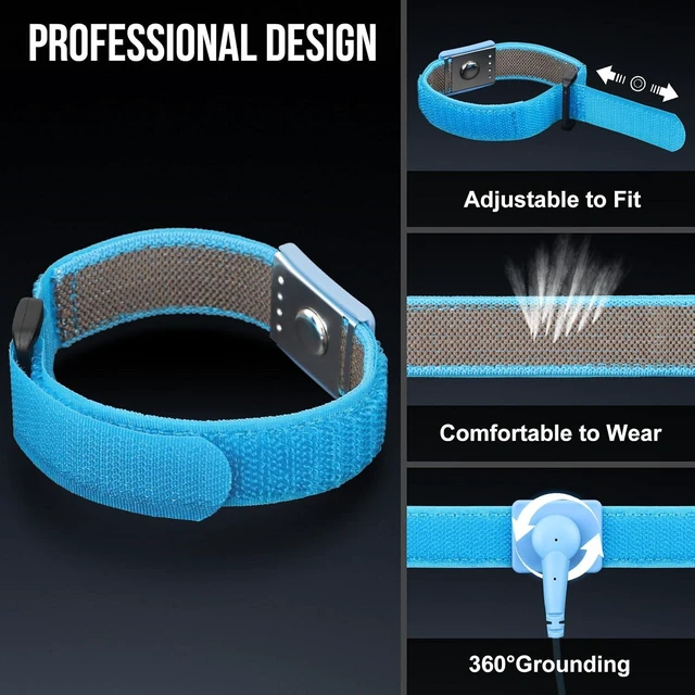 Alt view image 5 of 7 - Anti Static Wrist Strap, 13" Adjustable Grounding Bracelet