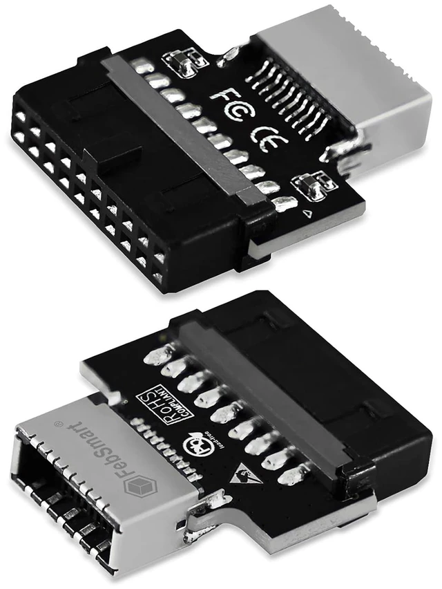 Main image of 19Pin USB 3.0 Header to USB 3.1/3.2 Gen 2 Type E Key A Ports Adapter-5Gbps Max Speed-Extend USB Type E Ports to PCs Front Panel USB-C Ports (FS-U3EC 2-PCS)