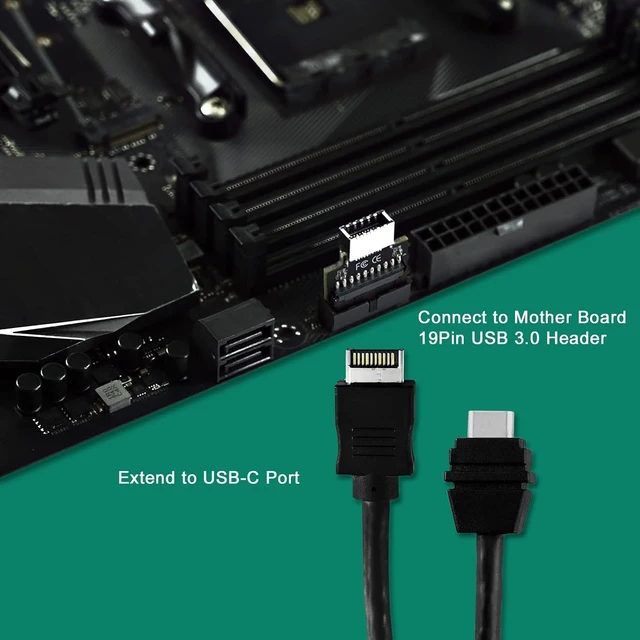 Alt view image 5 of 6 - 19Pin USB 3.0 Header to USB 3.1/3.2 Gen 2 Type E Key A Ports Adapter-5Gbps Max Speed-Extend USB Type E Ports to PCs Front Panel USB-C Ports (FS-U3EC 2-PCS)