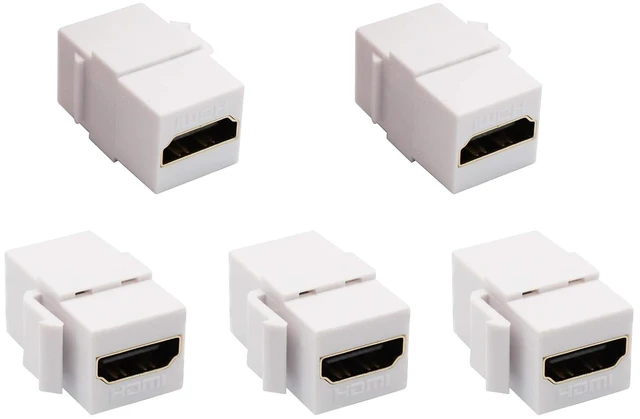 Main image of HDMI Keystone Coupler, Gold Plated HDMI Keystone Jack Insert Female to Female 3D 4K Coupler Adapter for Wall Plate (White/5 Pack)