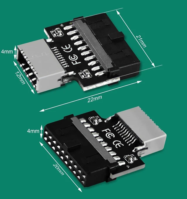 Alt view image 6 of 6 - 19Pin USB 3.0 Header to USB 3.1/3.2 Gen 2 Type E Key A Ports Adapter-5Gbps Max Speed-Extend USB Type E Ports to PCs Front Panel USB-C Ports (FS-U3EC 2-PCS)