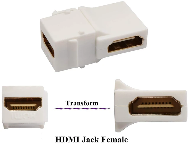 Alt view image 3 of 7 - 90 Degree HDMI Keystone Adapter Gold Plated Right Angle HDMI Female to Female Keystone Jack Insert 3D 4K 60HZ Coupler Adapter for Wall Plate (White/5 Pack)