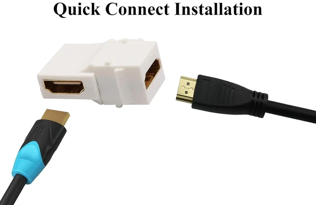 Alt view image 5 of 7 - 90 Degree HDMI Keystone Adapter Gold Plated Right Angle HDMI Female to Female Keystone Jack Insert 3D 4K 60HZ Coupler Adapter for Wall Plate (White/5 Pack)