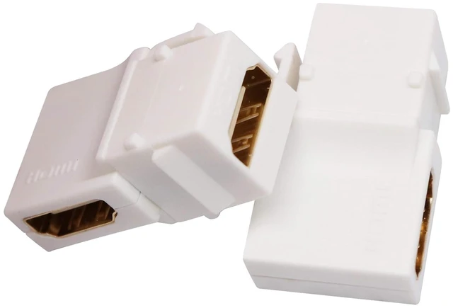 Alt view image 4 of 7 - 90 Degree HDMI Keystone Adapter Gold Plated 90 Degree HDMI Female to Female Keystone Jack Insert 3D 4K 60HZ Coupler Adapter for Wall Plate (White/2 Pack)