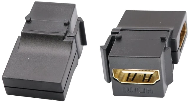 Alt view image 5 of 7 - 90 Degree HDMI Keystone Coupler, Gold Plated 90 Degree HDMI Keystone Jack Insert Female to Female 3D 4K Coupler Adapter for Wall Plate (Black/2 Pack)