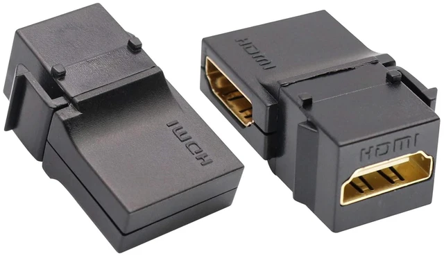 Main image of 90 Degree HDMI Keystone Coupler, Gold Plated 90 Degree HDMI Keystone Jack Insert Female to Female 3D 4K Coupler Adapter for Wall Plate (Black/2 Pack)