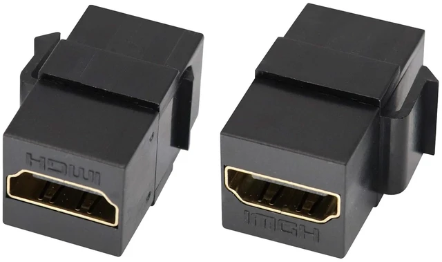Main image of HDMI Keystone Coupler, Gold Plated HDMI Keystone Jack Insert Female to Female 3D 4K Coupler Adapter for Wall Plate (Black/2 Pack)