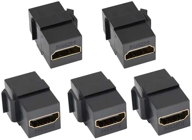 Main image of HDMI Keystone Coupler, Gold Plated HDMI Keystone Jack Insert Female to Female 3D 4K Coupler Adapter for Wall Plate (Black/5 Pack)