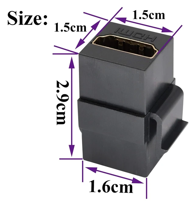 Alt view image 2 of 7 - HDMI Keystone Coupler, Gold Plated HDMI Keystone Jack Insert Female to Female 3D 4K Coupler Adapter for Wall Plate (Black/2 Pack)