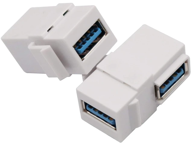 Alt view image 4 of 7 - 90 Degree USB Keystone Coupler Right Angle USB 3.0 A Keystone Jack Insert Female to Female Coupler Adapter for Wall Plate Outlet Panel (White/2 Pack)