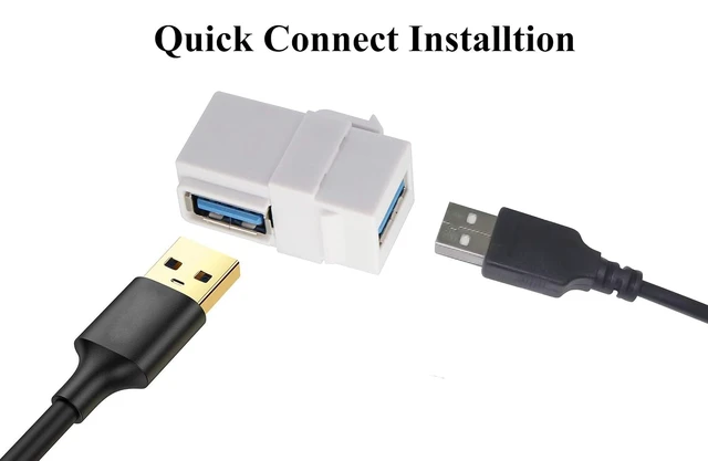 Alt view image 5 of 7 - 90 Degree USB Keystone Coupler Right Angle USB 3.0 A Keystone Jack Insert Female to Female Coupler Adapter for Wall Plate Outlet Panel (White/2 Pack)