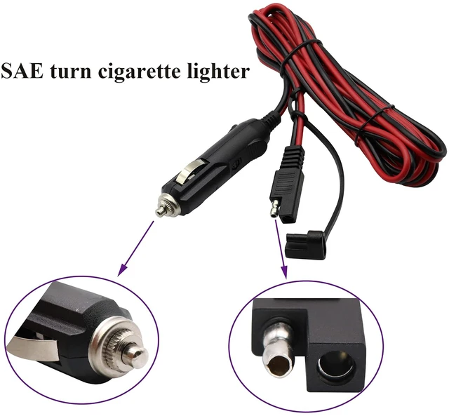Alt view image 3 of 7 - SAE to Cigarette Lighter Cable,16AWG 12V Cigarette Lighter Male Plug to SAE 2 Pin Quick Release Disconnect Connector Plug Adapter Extension Charging Cable with Fuse(2.4m/7.8ft-M)