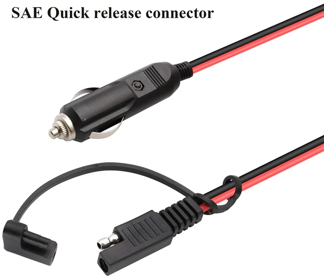 Alt view image 5 of 7 - SAE to Cigarette Lighter Cable,16AWG 12V Cigarette Lighter Male Plug to SAE 2 Pin Quick Release Disconnect Connector Plug Adapter Extension Charging Cable with Fuse(2.4m/7.8ft-M)
