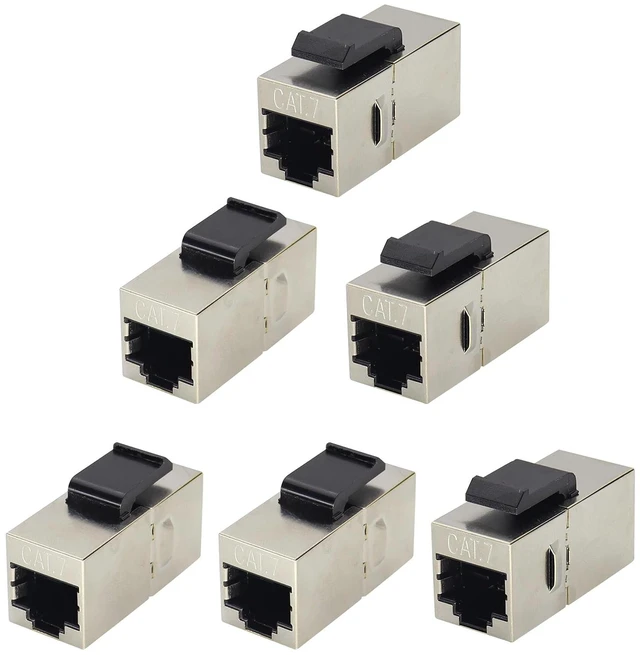 Main image of Cat7 Keystone Wall Plate Coupler RJ45 Keystone Jack Inline Coupler 10Gbps Cat-7 Female to Female Keystone Jack Shielded Rj45 Jack for Cat-7, Cat6, Cat6A, Cat5e, Cat5 Cabling(6Pack/CAT7)
