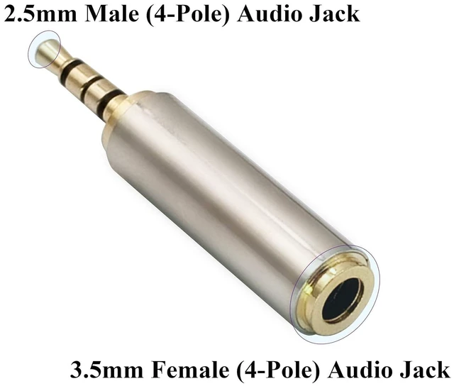 Alt view image 3 of 7 - 2.5mm Headphone Adapter 4-Pole 2.5mm Male to 3.5mm 1/8 Female Jack Stereo Audio Converter Metal Shell for Headset, Audio Earphone, Microphone (2 Pack-2.5 to 3.5mm M/F)