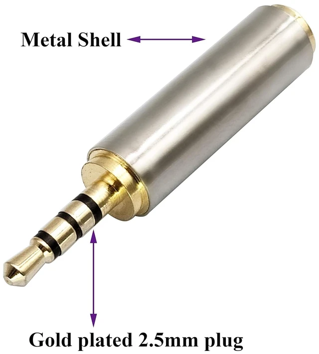 Alt view image 4 of 7 - 2.5mm Headphone Adapter 4-Pole 2.5mm Male to 3.5mm 1/8 Female Jack Stereo Audio Converter Metal Shell for Headset, Audio Earphone, Microphone (2 Pack-2.5 to 3.5mm M/F)