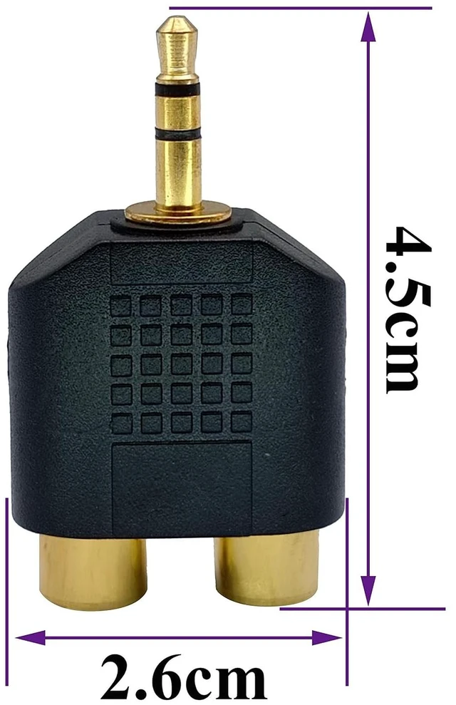 Alt view image 2 of 7 - 3.5mm to RCA Splitter Adapter Gold Plated 3 Poles 3.5mm (1/8 inch) Stereo Audio Male to 2 RCA Female AUX Audio Y Splitter Adapter Converter (5Pack)