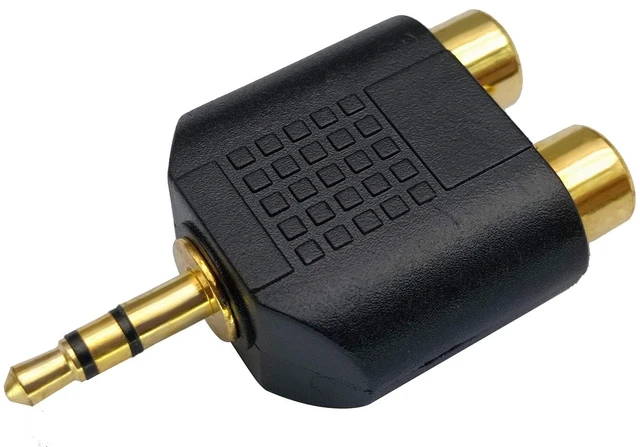 Alt view image 3 of 7 - 3.5mm to RCA Splitter Adapter Gold Plated 3 Poles 3.5mm (1/8 inch) Stereo Audio Male to 2 RCA Female AUX Audio Y Splitter Adapter Converter (5Pack)