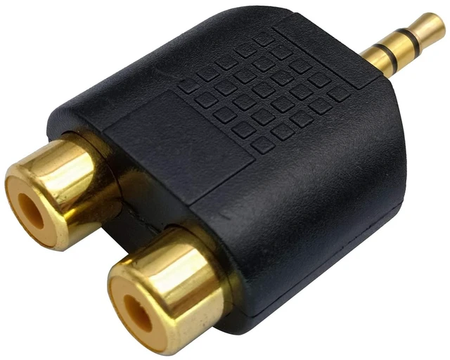 Alt view image 4 of 7 - 3.5mm to RCA Splitter Adapter Gold Plated 3 Poles 3.5mm (1/8 inch) Stereo Audio Male to 2 RCA Female AUX Audio Y Splitter Adapter Converter (5Pack)