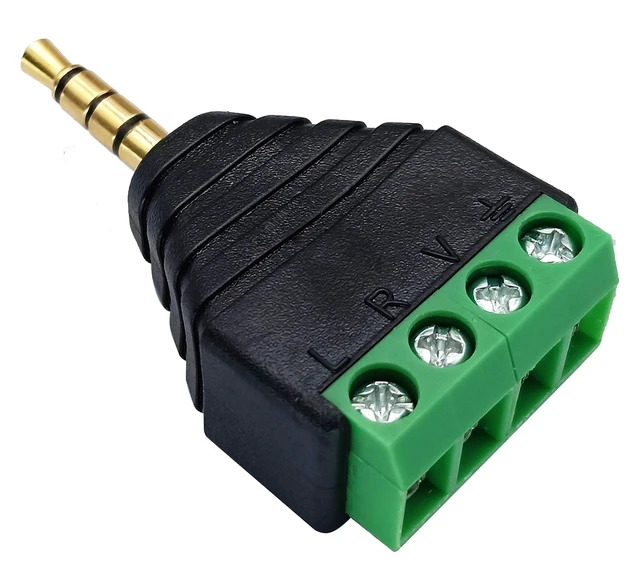 Alt view image 5 of 7 - 4 Pole 3.5mm Screw Terminal 3.5mm (1/8) Stereo TRRS Audio Male to AV 4 Pin Female Screw Terminal Double Track Headphone Balun Solderless Converter Adapter(5 Pack/Male)