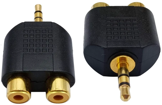 Alt view image 7 of 7 - 3.5mm to RCA Splitter Adapter Gold Plated 3 Poles 3.5mm (1/8 inch) Stereo Audio Male to 2 RCA Female AUX Audio Y Splitter Adapter Converter (5Pack)