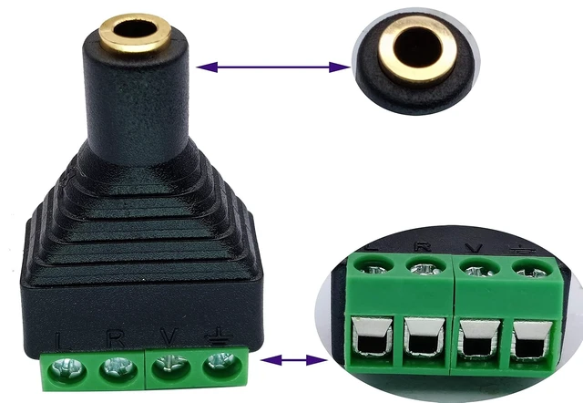 Alt view image 3 of 7 - 4 Pole 3.5mm Screw Terminal Stereo TRRS Audio Female to AV 4 Pin Screw Terminal Double Track Headphone Balun Solderless Converter Adapter (5 Pack)
