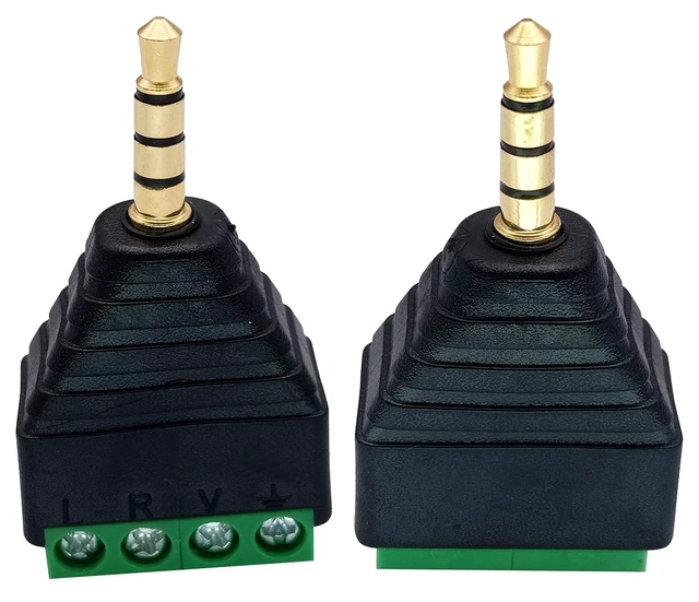 Alt view image 7 of 7 - 4 Pole 3.5mm Screw Terminal 3.5mm (1/8) Stereo TRRS Audio Male to AV 4 Pin Female Screw Terminal Double Track Headphone Balun Solderless Converter Adapter(5 Pack/Male)