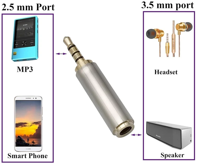 Alt view image 7 of 7 - 2.5mm Headphone Adapter 4-Pole 2.5mm Male to 3.5mm 1/8 Female Jack Stereo Audio Converter Metal Shell for Headset, Audio Earphone, Microphone (2 Pack-2.5 to 3.5mm M/F)