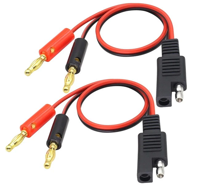 Main image of 2Pack Banana Plug to SAE Power Cable 30cm 18AWG 2 Pin Quick Connect/Disconnect Jack SAE Connector Wire for Motorcycle,Car
