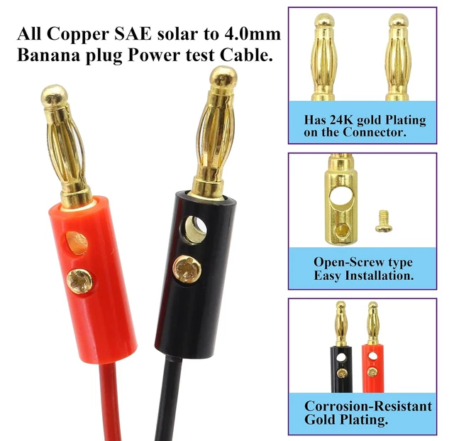 Alt view image 5 of 7 - 2Pack Banana Plug to SAE Power Cable 30cm 18AWG 2 Pin Quick Connect/Disconnect Jack SAE Connector Wire for Motorcycle,Car