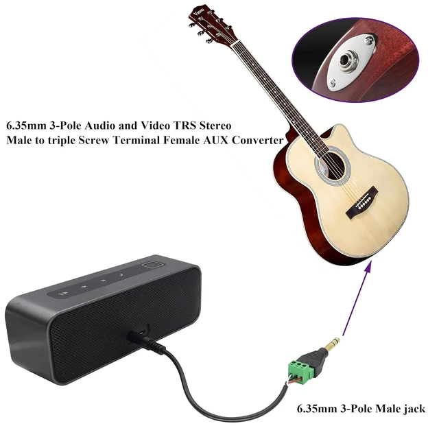 Alt view image 6 of 7 - (1/4" TRS Audio Screw Terminal Block Adapter, 6.35mm Male to 3 Pin/Way Female Bolt Screw Terminals Jack,6.35 mm DIY Audio Solderless Connector for Electric Bass,Amplifier/Amp,etc(5 Pack)
