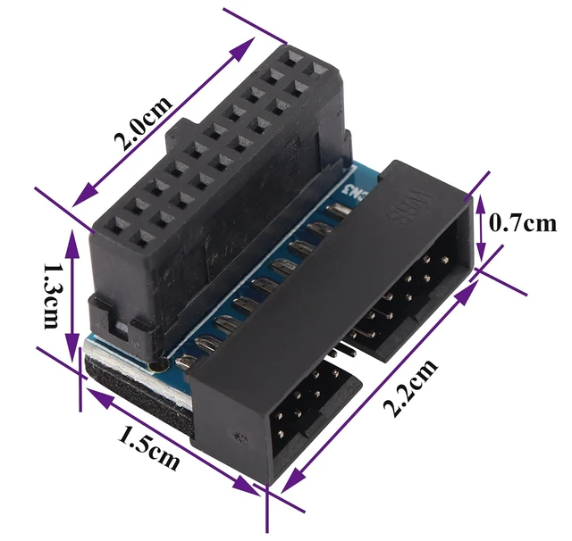 Alt view image 2 of 7 - 2 Pack 90 Degree 20pin USB 3.0 Adapter Up Right Angle 3.0 USB 20 Pin Male to Female Extension Power Adapter Board for Motherboard Mainboard.20(20Pin-Up/Black)