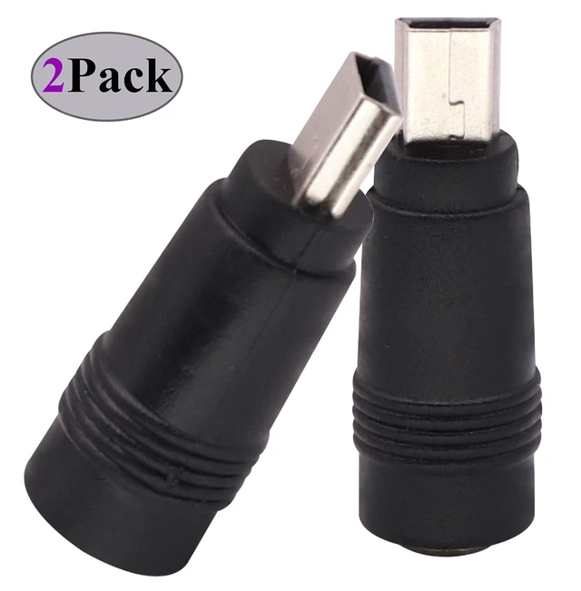 Alt view image 3 of 7 - USB Mini DC Power Adapter, 2-Pack, Black, Mini USB 2.0 Male Jack