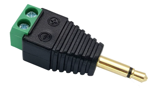 Alt view image 3 of 7 - 3.5mm Screw Terminal Gold Plated 3.5mm (1/8") TS Mono Male to 2 Pin Female Screw Terminal AUX Headphone Balun Solderless Converter Adapter(5-Pack/Male)