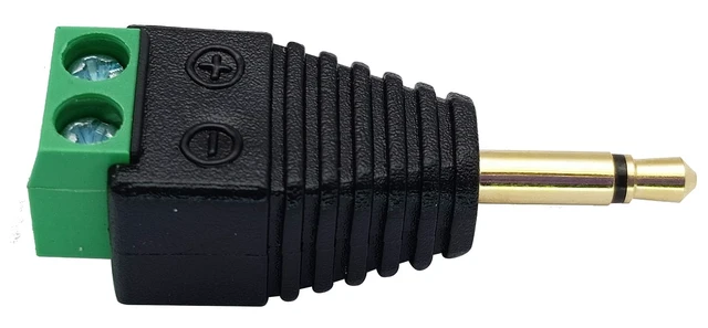 Alt view image 5 of 7 - 3.5mm Screw Terminal Gold Plated 3.5mm (1/8") TS Mono Male to 2 Pin Female Screw Terminal AUX Headphone Balun Solderless Converter Adapter(5-Pack/Male)