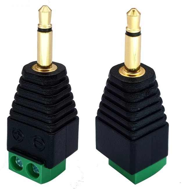 Alt view image 7 of 7 - 3.5mm Screw Terminal Gold Plated 3.5mm (1/8") TS Mono Male to 2 Pin Female Screw Terminal AUX Headphone Balun Solderless Converter Adapter(5-Pack/Male)