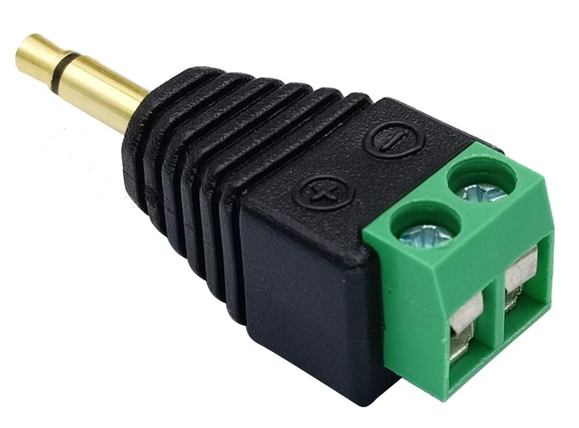 Alt view image 4 of 7 - 3.5mm Screw Terminal Gold Plated 3.5mm (1/8") TS Mono Male to 2 Pin Female Screw Terminal AUX Headphone Balun Solderless Converter Adapter(5-Pack/Male)
