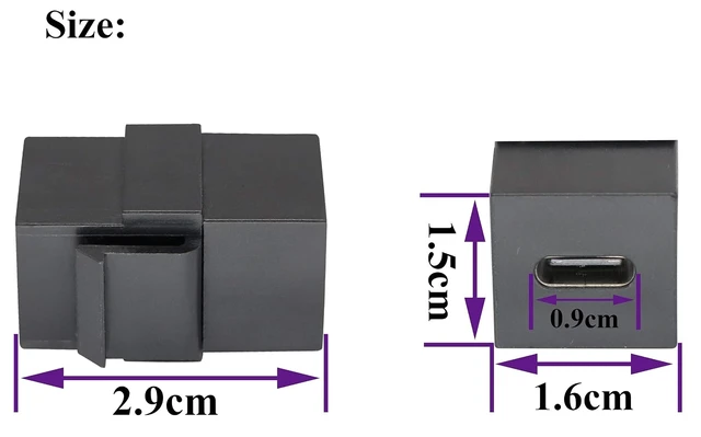 Alt view image 2 of 6 - USB C Keystone Jack Adapter USB 3.1 Type-C Female to Female Keystone Insert Socket Coupler Adapter for Wall Plate Outlet Panel (Black/2 Pack)