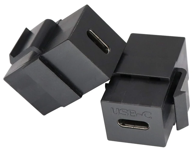 Alt view image 4 of 6 - USB C Keystone Jack Adapter USB 3.1 Type-C Female to Female Keystone Insert Socket Coupler Adapter for Wall Plate Outlet Panel (Black/2 Pack)