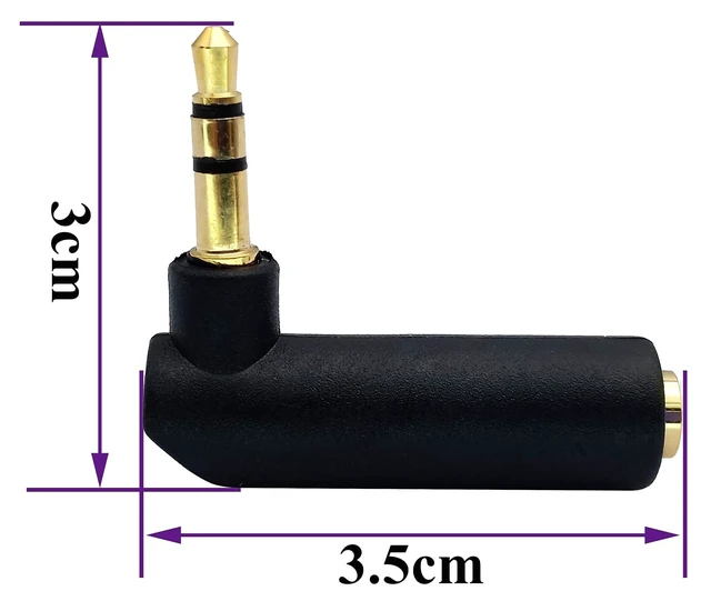 Alt view image 2 of 7 - 3.5mm Jack Adapter 90 Degree Right Angled 3 Poles 3.5mm TRS Audio Stereo Male to Female Connector Extension Adapter(2 Pack/3 Pole)