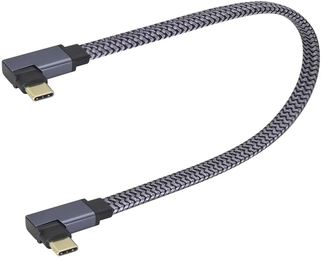 Main image of Flat Short Right Angled USB C to USB C Cable, 90 Degree 10Gbps 4K@60Hz PD 60W USB 3.1 Gen2 Male to Male Charging Cord,USB 3.1 Type-C Cable for Tablet, Phone and More Type-C Devices(0.3M-M/M)